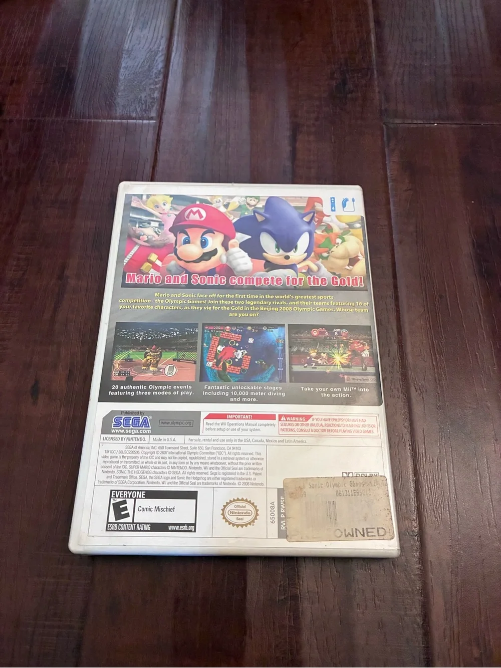 Mario & Sonic at the Olympic Games Beijing 2008 Nintendo Wii w/ Case & Manual